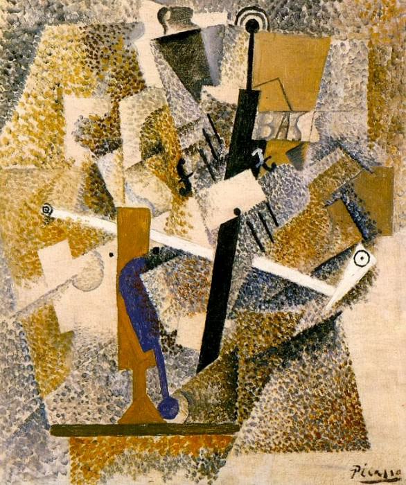 1914 Pipe, violon, bouteille de Bass, Пабло Пикассо (1881-1973) Период: 1908-1918