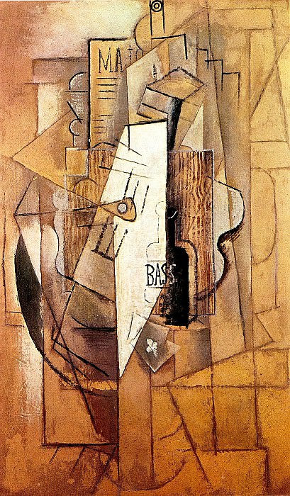 1912 Bouteille de Bass, guitare, as de trКfle, Пабло Пикассо (1881-1973) Период: 1908-1918