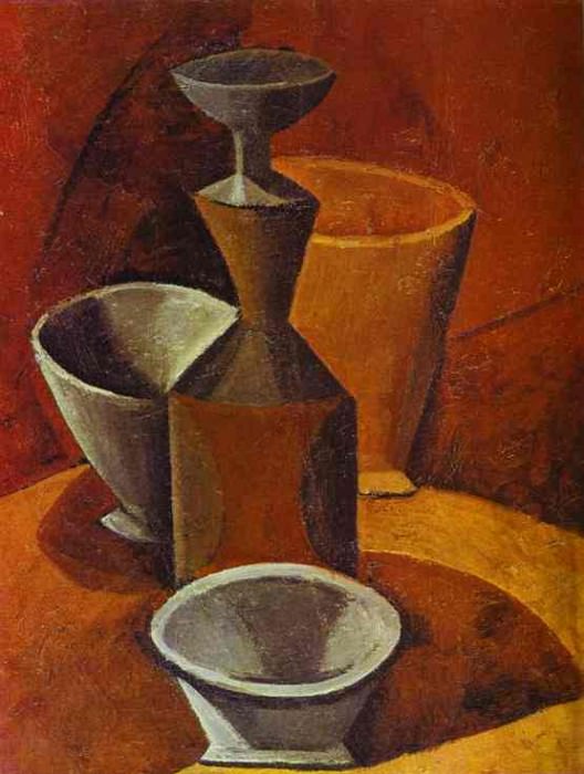 1908 Carafe et gobelets, Пабло Пикассо (1881-1973) Период: 1908-1918