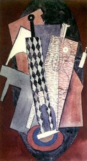 1915 Arlequin tenant une bouteille et femme, Пабло Пикассо (1881-1973) Период: 1908-1918