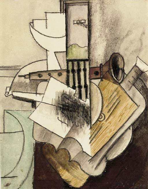 1915 Instruments et bol de fruits devant une fenИtre avec un avion, Pablo Picasso (1881-1973) Period of creation: 1908-1918