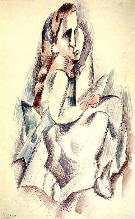 1909 Jeune fille assise, Pablo Picasso (1881-1973) Period of creation: 1908-1918