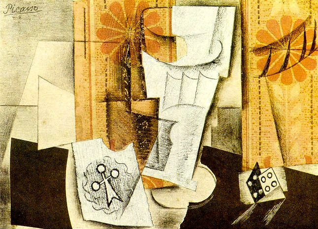 1914 Verre, as de trКfle et dВ, Пабло Пикассо (1881-1973) Период: 1908-1918