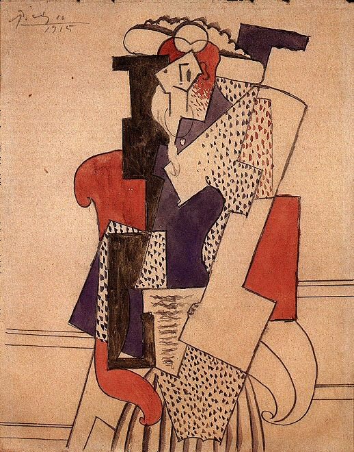 1915 Femme au chapeau dans un fauteuil, Пабло Пикассо (1881-1973) Период: 1908-1918