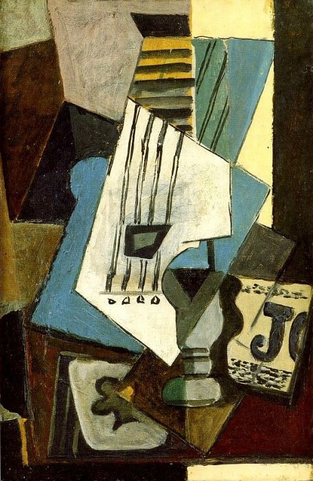 1914 Nature morte- Guitare, journal, verre et as de trКfle, Pablo Picasso (1881-1973) Period of creation: 1908-1918