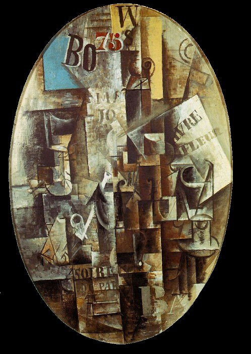1912 Violon, verre, pipe et encrier, Пабло Пикассо (1881-1973) Период: 1908-1918