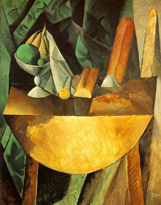 1909 Pains et compotier aux fruits sur une table, Пабло Пикассо (1881-1973) Период: 1908-1918