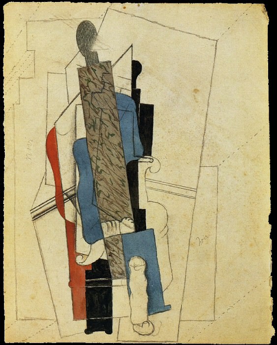 1916 Homme assis dans un fauteuil, Пабло Пикассо (1881-1973) Период: 1908-1918