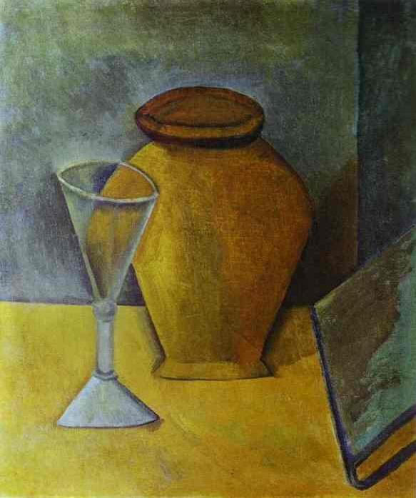 1908 Verre, pot et livre, Пабло Пикассо (1881-1973) Период: 1908-1918