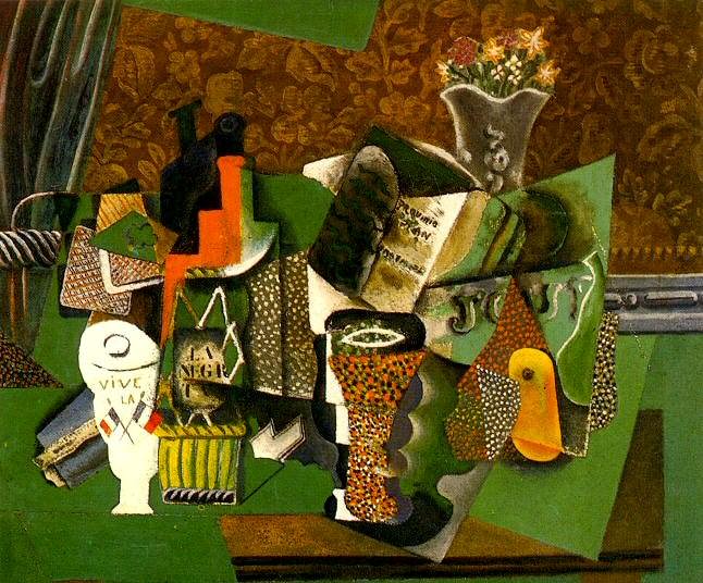 1914 Cartes Е jouer, verres, bouteille de rhum , Pablo Picasso (1881-1973) Period of creation: 1908-1918