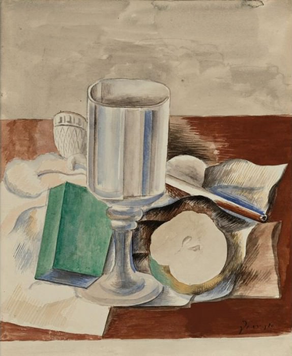 1914 Nature morte au verre et Е la pomme, Пабло Пикассо (1881-1973) Период: 1908-1918