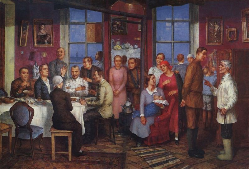 Housewarming . 1937, Kuzma Sergeevich Petrov-Vodkin