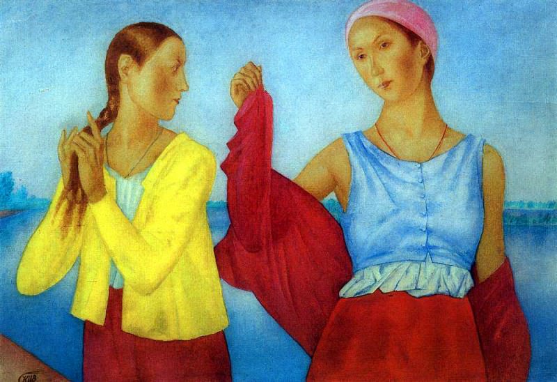 Two girls. 1915, Kuzma Sergeevich Petrov-Vodkin