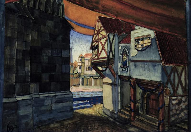 Stage design for the opera The Maid of Orleans by Pyotr Tchaikovsky , Kuzma Sergeevich Petrov-Vodkin