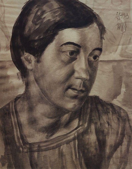 Portrait of the artists wife. 1913, Kuzma Sergeevich Petrov-Vodkin