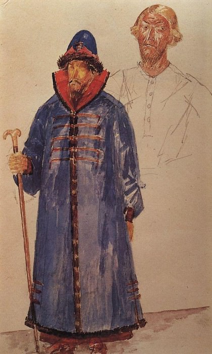 costumes and make-up to the tragedy of Pushkins Boris Godunov. 1923, Kuzma Sergeevich Petrov-Vodkin