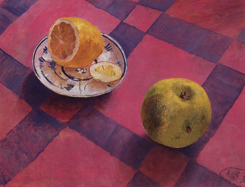 apple and lemon. 1930, Kuzma Sergeevich Petrov-Vodkin