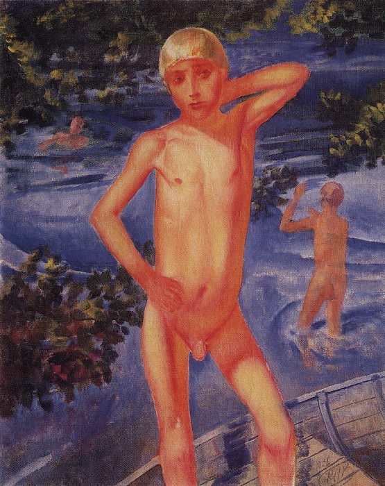 bathing boys. 1926, Kuzma Sergeevich Petrov-Vodkin