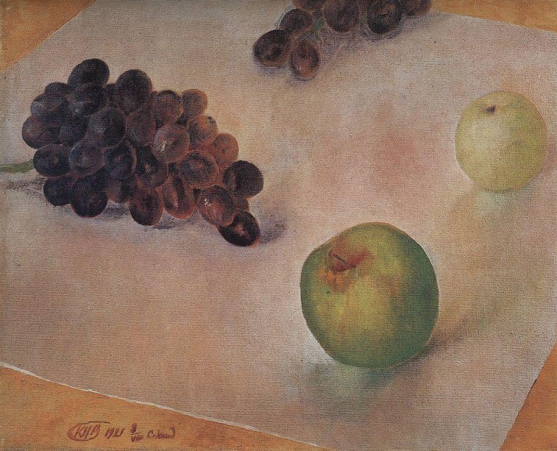 Still Life. Grapes and apples. 1921, Kuzma Sergeevich Petrov-Vodkin