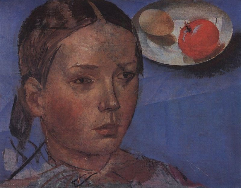 Портрет дочери на фоне натюрморта. 1930-е, Петров-Водкин Кузьма Сергеевич