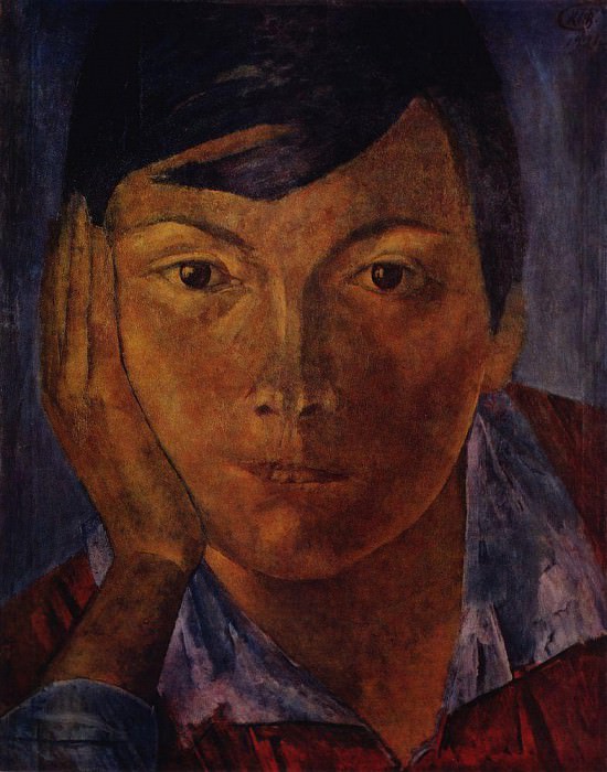 yellow face . 1921, Kuzma Sergeevich Petrov-Vodkin