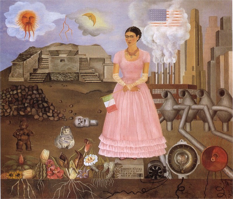 Автопортрет на границе Мексики с США, Фрида Кало