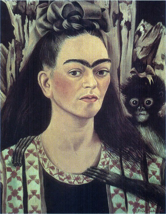 Автопортрет с маленькой обезьянкой, Фрида Кало