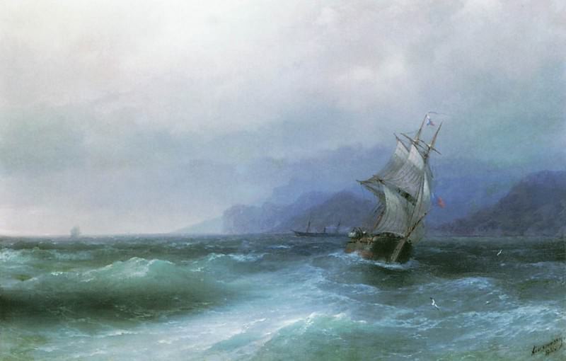 Sailing in the sea 1884 42x64, Ivan Konstantinovich Aivazovsky