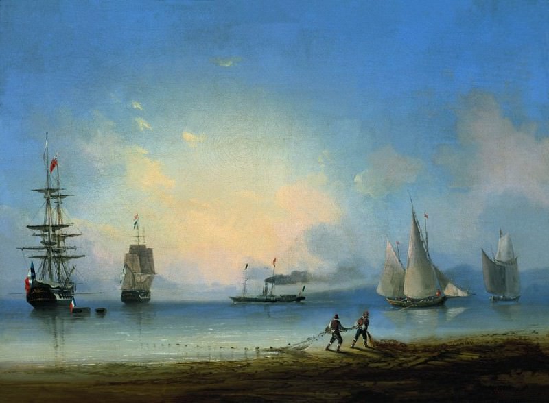Russian and French frigates 1858 58h80, Ivan Konstantinovich Aivazovsky