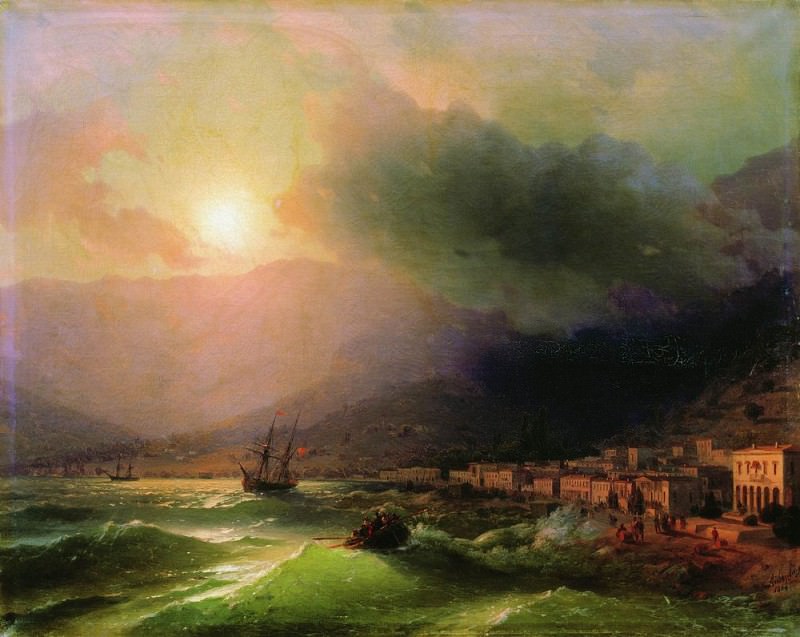 Seaside city. View of Yalta in 1866 61,5 h78, Ivan Konstantinovich Aivazovsky