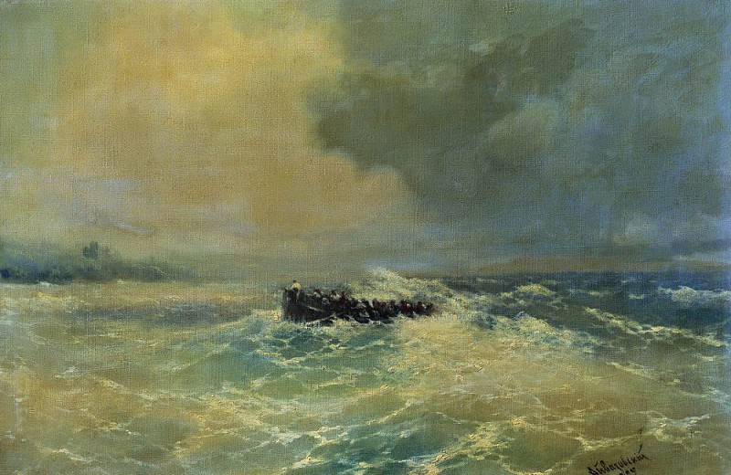 Перед Алупкой в Крыму. Лодка в море 1894 37х55, Иван Константинович Айвазовский