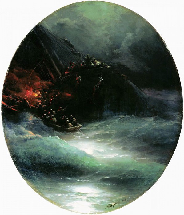 Death of a ship. The collapse of the merchant vessel on the high seas in 1883 83,5 h75, 5, Ivan Konstantinovich Aivazovsky