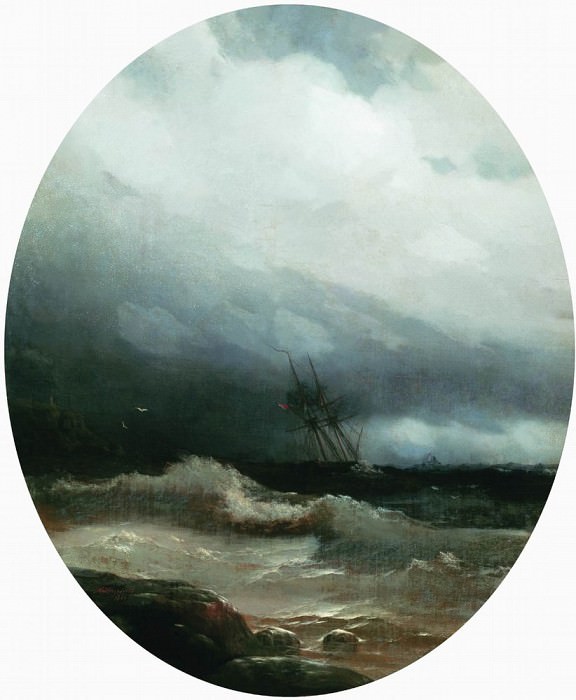 ship in a storm in 1891, Ivan Konstantinovich Aivazovsky