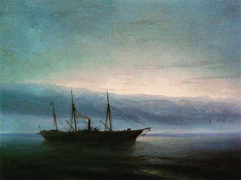 Before the battle. Ship Constantine 1872, Ivan Konstantinovich Aivazovsky