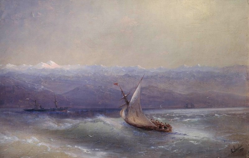 blue mountains in the background 1880, Ivan Konstantinovich Aivazovsky