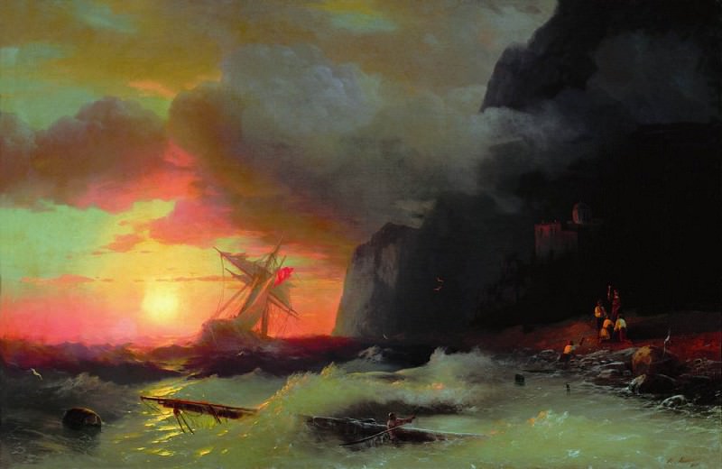 Shipwreck near Mount Athos 1856 97h148, Ivan Konstantinovich Aivazovsky