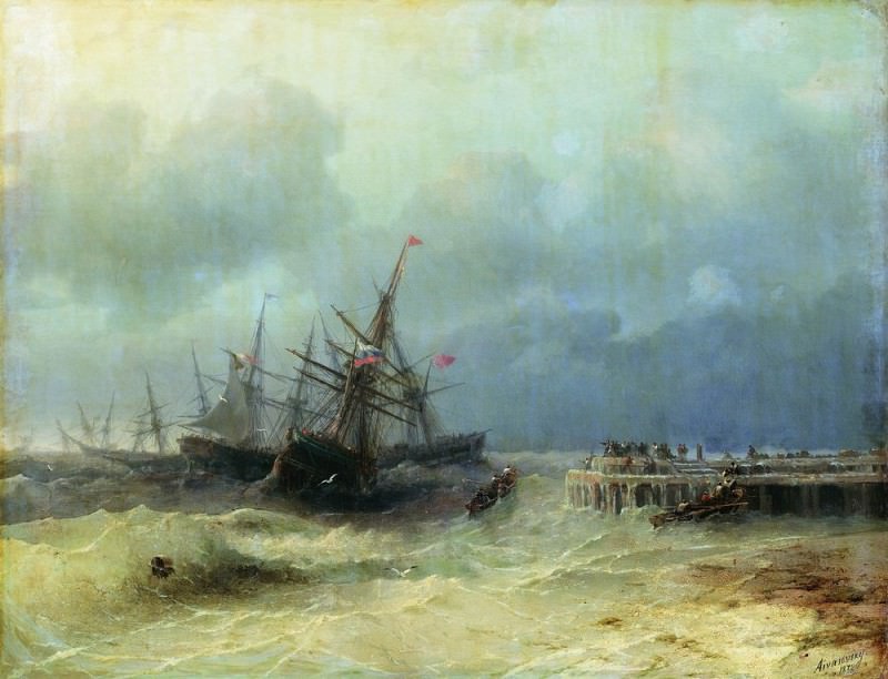 fleeing from the storm in 1872 65h80, Ivan Konstantinovich Aivazovsky