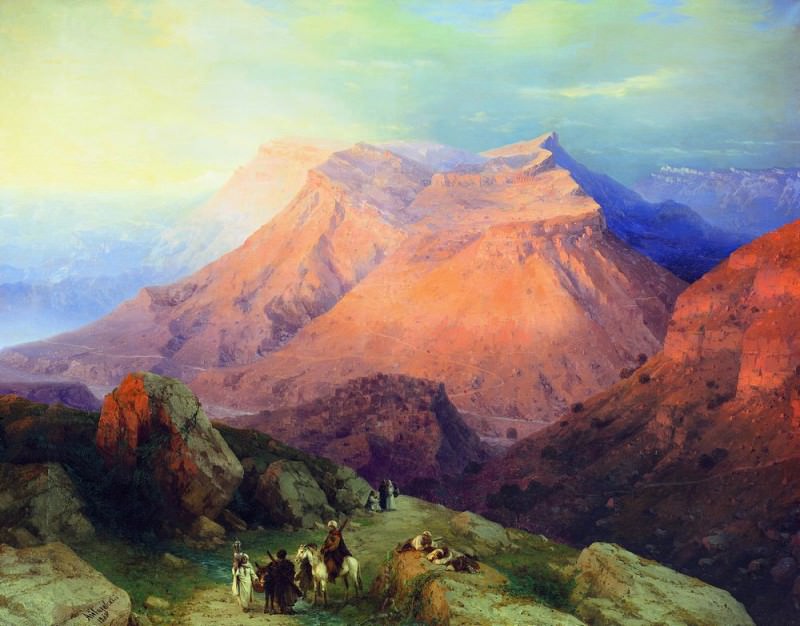 Aul Gunib in Dagestan. View from the east side 133h169 1869, Ivan Konstantinovich Aivazovsky
