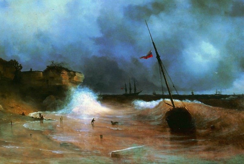 End of the storm at sea in 1893 91h135, Ivan Konstantinovich Aivazovsky
