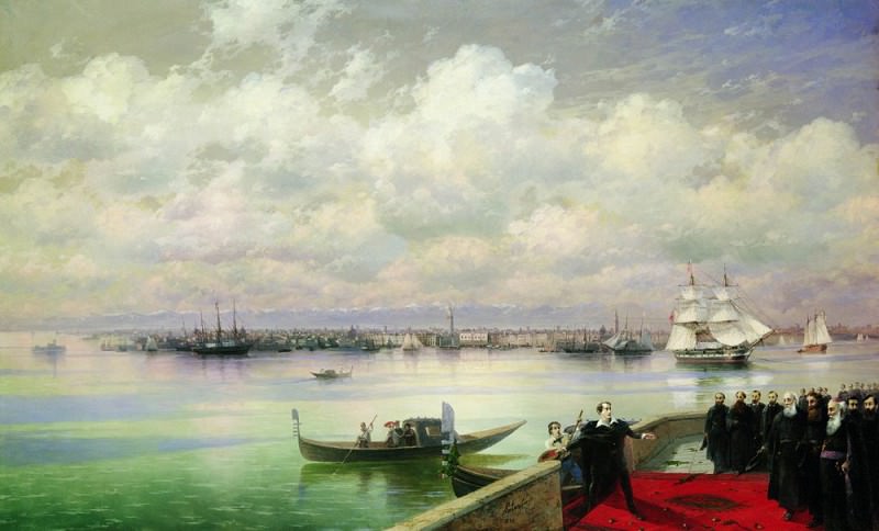 Visiting Byron Mkhitarian on the island of St. Lazarus in Venice in 1899 133h218, Ivan Konstantinovich Aivazovsky