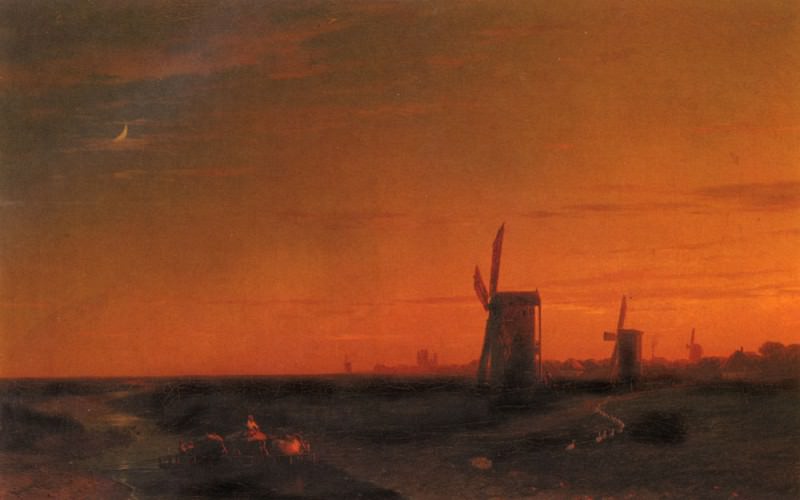 Landscape with windmills, Ivan Konstantinovich Aivazovsky