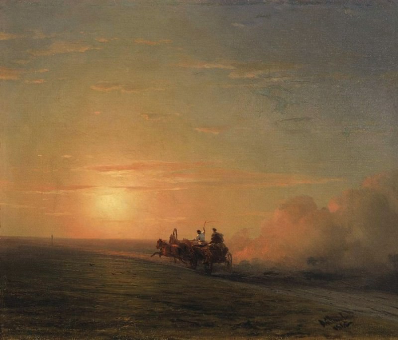 Troika in the steppe, 1882, Ivan Konstantinovich Aivazovsky