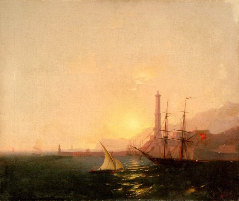 Sunrise in the harbor, Ivan Konstantinovich Aivazovsky