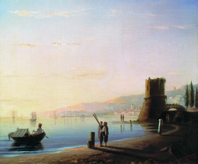 Pier in Feodosia. Mid 19. 57h68, 5, Ivan Konstantinovich Aivazovsky