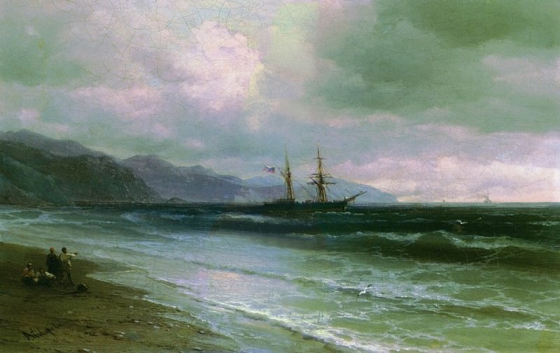 Landscape with a schooner 1870-1880-e 26,8 h33, Ivan Konstantinovich Aivazovsky