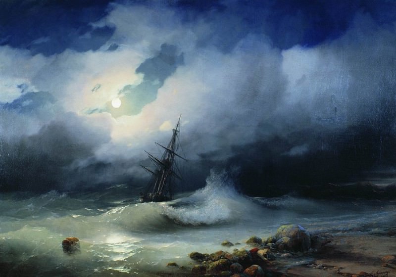 Stormy Sea at night 82h117 1853, Ivan Konstantinovich Aivazovsky