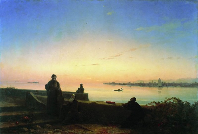 Mkhitarian on the island of St. Lazarus. Venice 1843 68h100, Ivan Konstantinovich Aivazovsky
