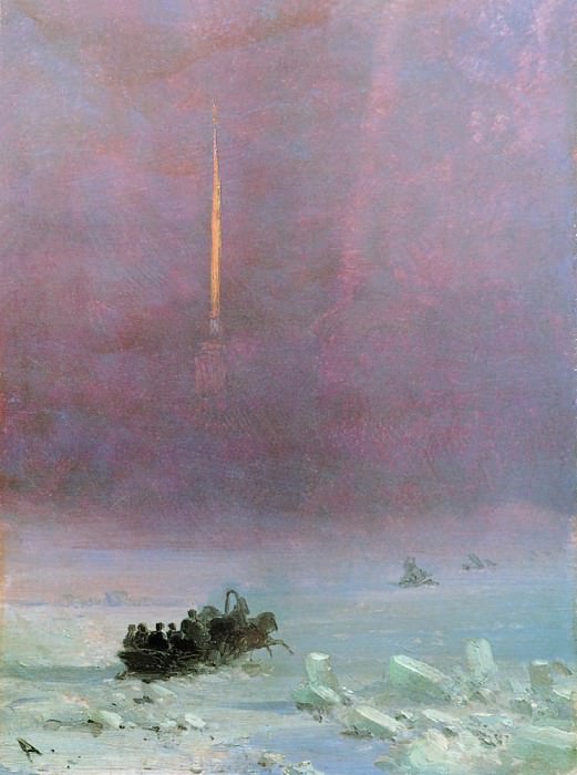 Petersburg. The ferry across the river 1870 22h16, 6, Ivan Konstantinovich Aivazovsky