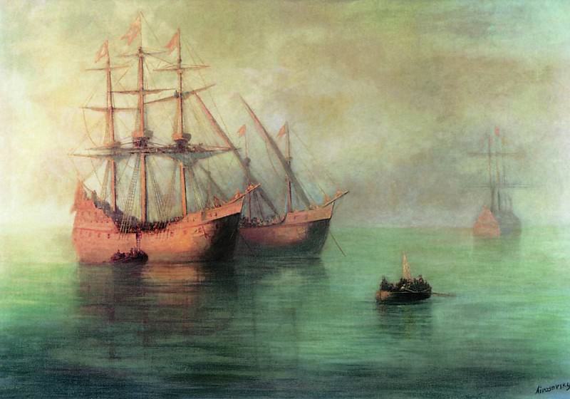 Корабли Колумба 1880-е 140х170, Иван Константинович Айвазовский