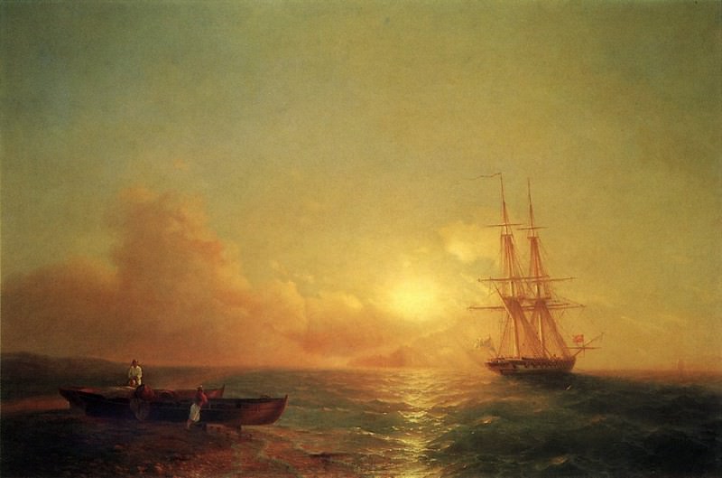 Dvadtsatishesti-gun ship in the offing in 1852 95,5 h141, 5, Ivan Konstantinovich Aivazovsky